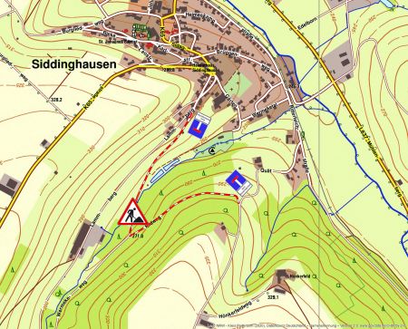 Umleitungsplan der Straßensperrung Hönkerfeldweg